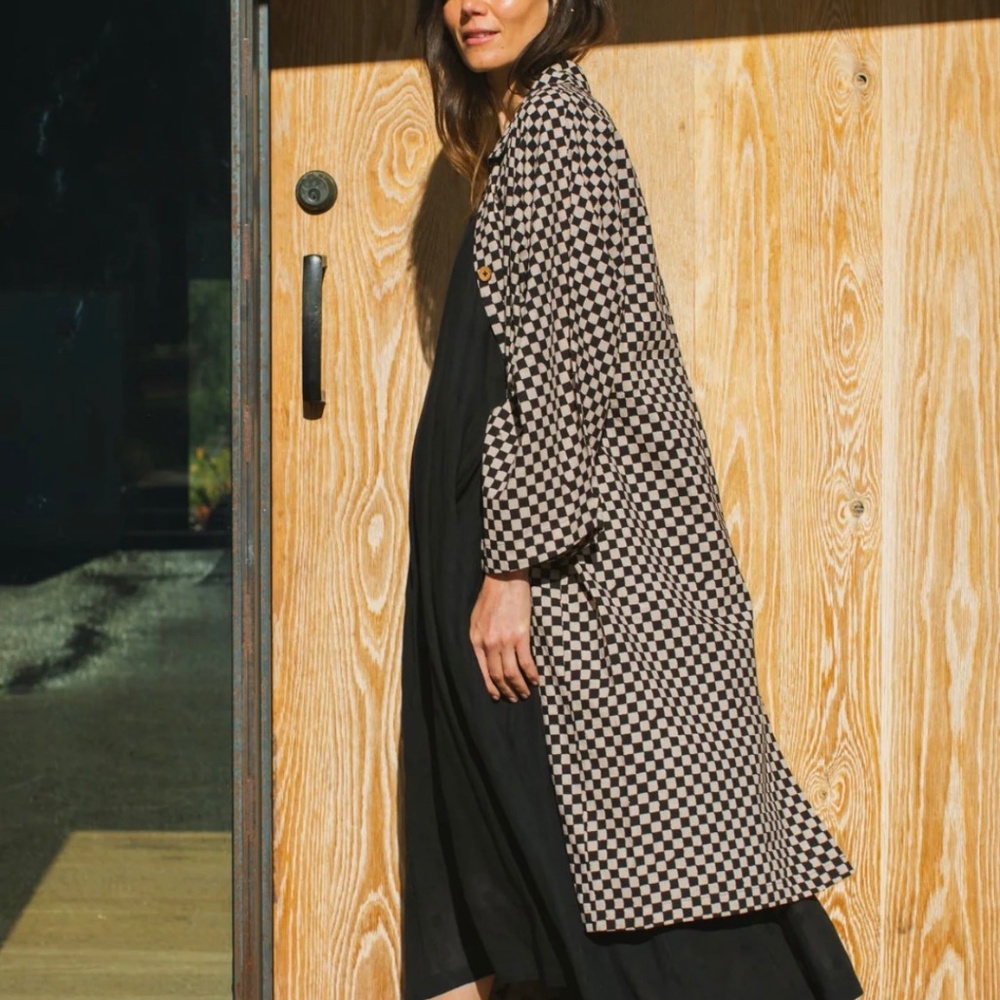 World of Crow Lightweight Checkered Duster Jacket
